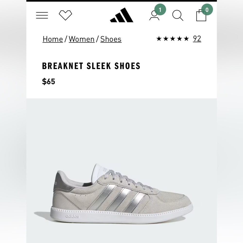 NWT Adidas Breaknet Sleek Sneakers Women’s Size 5.5 Gray White Court Shoes - Picture 5 of 5